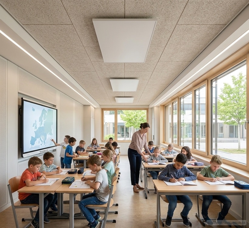 infrarotheizung-schule-kindergarten Ein Klassenzimmer - mit Infrarotheizungen geheizt